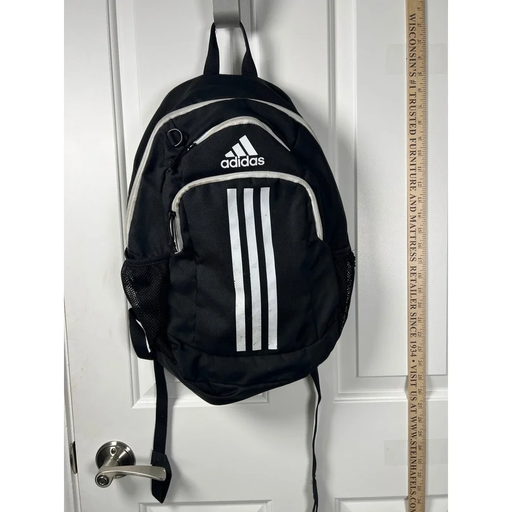 Adidas Kid Backpack Black White 3 Stripe School Sports Bag Logo Padded Strap NWT